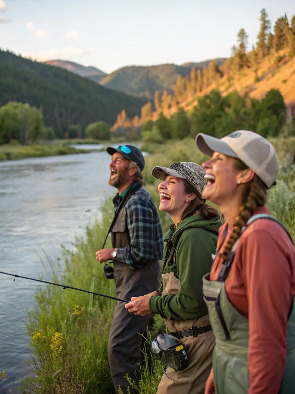A photograph of a group of AAPPMA DE BAYEL members smiling and holding up their impressive catches during a club fishing trip on the Aube river.
